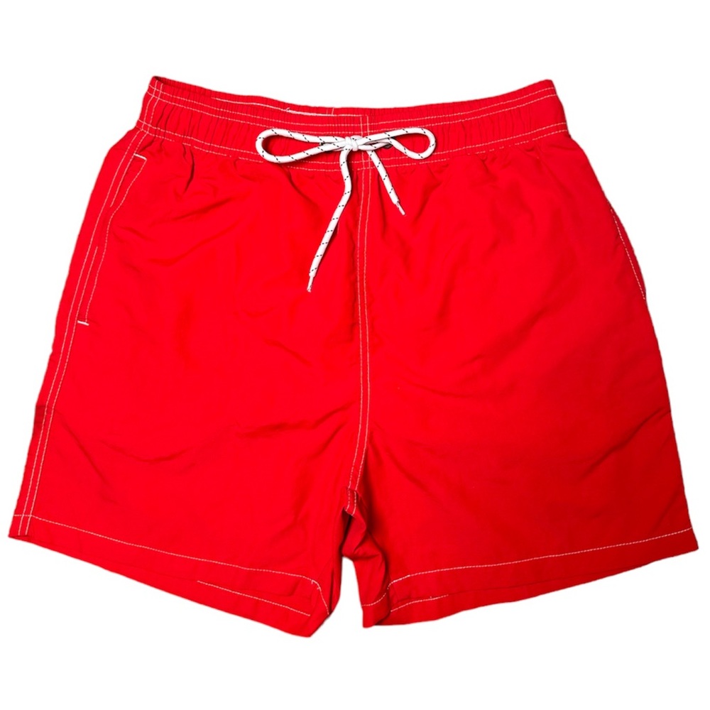 Men's Red Lifeguard Swim Shorts Trunks Beach Board Shorts Lined Size Small